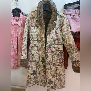 Anthropology Fei Tapestry Muse Coat 10 Faux Sherpa